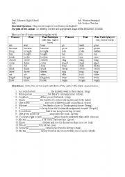 English worksheet: reviewing irregular verbs