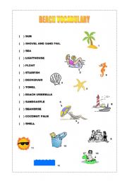 English Worksheet: Beach vocabulary 1