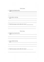 English worksheet: Video Lesson Worksheet