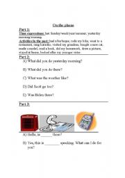 English worksheet: On the Phone: past simple