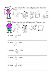 English Worksheet: Whos is it?