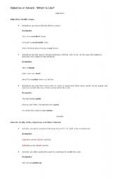 English worksheet: Adverbs ans Adjectives