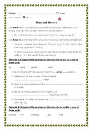 English Worksheet: Must & Have to