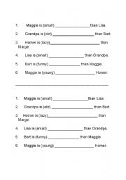 English Worksheet: Comparative Activity Using the Simpsons