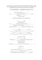 English worksheet: I Just Called To Say I Love You Vocabulary Activity