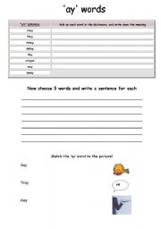 English worksheet: ay words