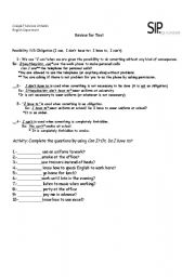 English Worksheet: can/ Have to