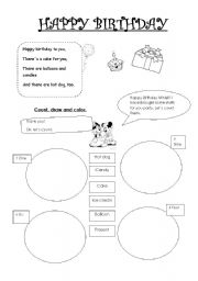 English worksheet: birthday