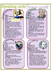 English Worksheet: Speaking cards - Famous people