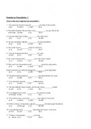 English Worksheet: Test on Preposition