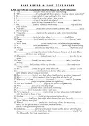 English Worksheet: PAst Simple & Past Continuous