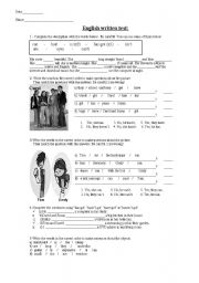 English Worksheet: To be - Have got - Can: Test