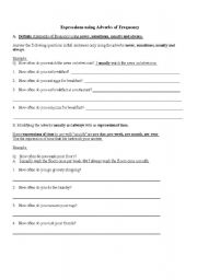 English worksheet: Using Adverbs of frequency
