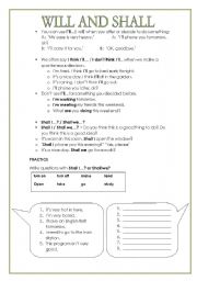 English Worksheet: WILL AND SHALL