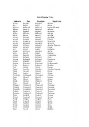 English worksheet: list of verbs