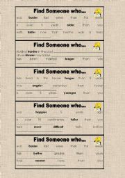 English Worksheet: Find Someone who... (Comparative of Adjectives)