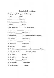 English worksheet: Exercises in prepositions