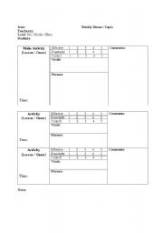 English Worksheet: Activity Evaluation Sheet