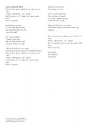 English Worksheet: on my mind lyrics