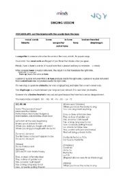 English worksheet: Singing class.teachers guide ( based on a scene The Sound of Music - Novia Rebelde )