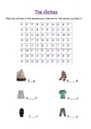 English Worksheet: the clothes