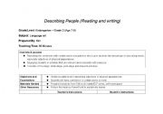 English worksheet: the lesson plan for adjectives for people appearance