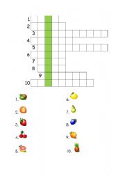 English worksheet: fruit crossword