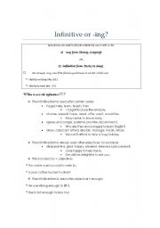 English Worksheet: ing vs inf