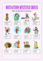 English Worksheet: Occupations Multiple Choice