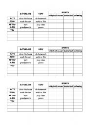 English worksheet: Pres. Simple/Continuous and V. + ING