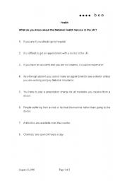 English worksheet: Health care discussion