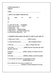 English worksheet: exam for 1st bachiller