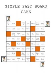 Simple Past Question Board Game - elementary and Pre-intermediate.