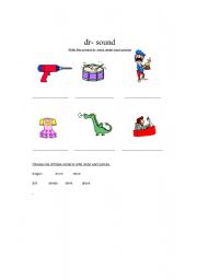 English worksheet: write word with the dr- sound.
