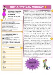 English Worksheet: A BAD DAY - SIMPLE PAST READING