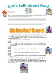 English Worksheet: skip breakfast? No more!
