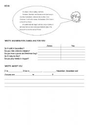reading and writing worksheet: weather, freetime activities