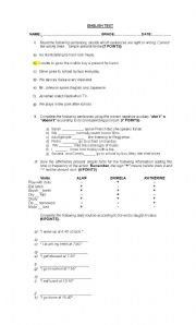English worksheet: Test about Present Simple
