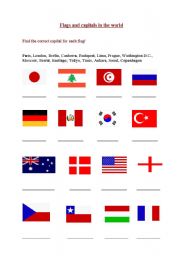 Flags and capitals - ESL worksheet by espanja