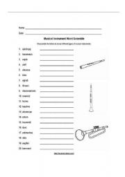 English worksheet: Music Instrument