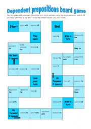 Dependent prepositions board game