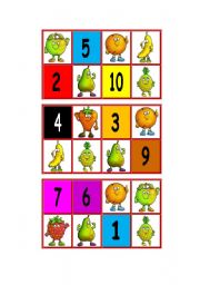 Bingo - Fruits, colours and numbers