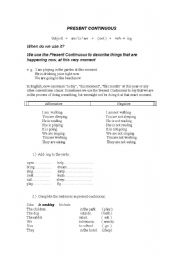 English worksheet: present continuous 