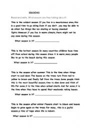 English worksheet: seasons