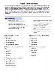 English Worksheet: airport text and  questions