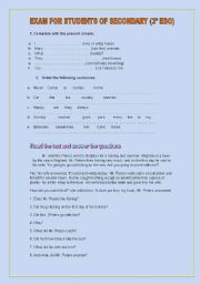 English worksheet: exam for older students of secondary