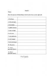 English Worksheet: Fruits and Numbers