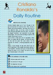 English Worksheet: Cristiano Ronaldos Daily Routine