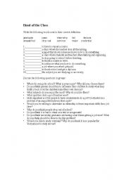 English Worksheet: Hrad of the class