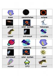 English Worksheet: Space Bingo Cards---Part 3